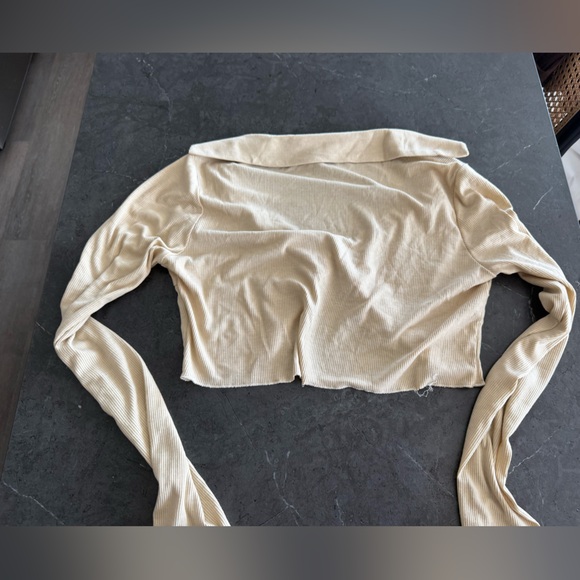 Princess Polly Beige Ribbed Collared Top - Picture 5 of 7